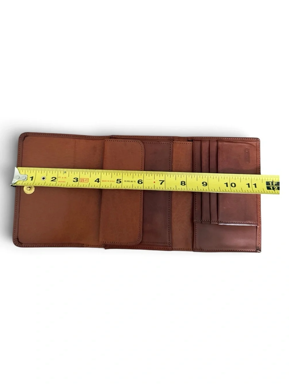VINTAGE COACH WATER BUFFALO LEATHER COMPACT WALLET — 1980s British Tan